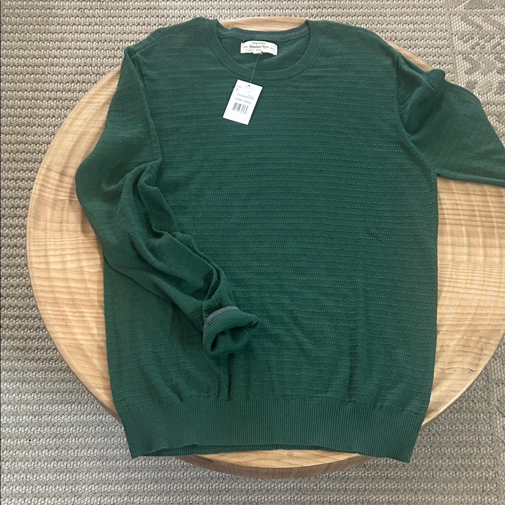 Men's Forest Green Crewneck Textured Sweater